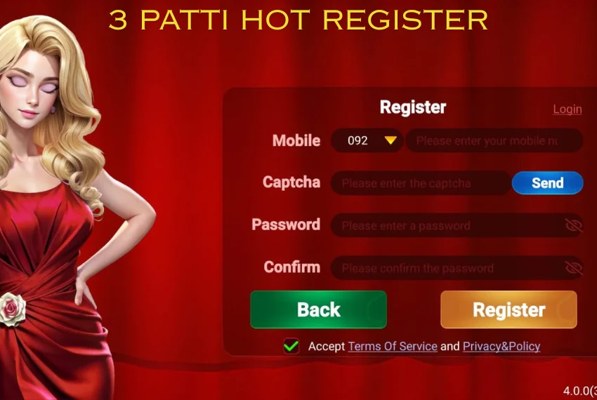 3 Patti Hot registration screen